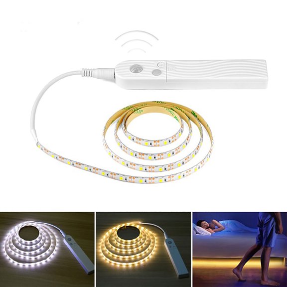 SPRING PARK 3/2/1m Motion Sensor Flexible LED Strip Bar Cabinet Light Closet Bed Lamp Tape