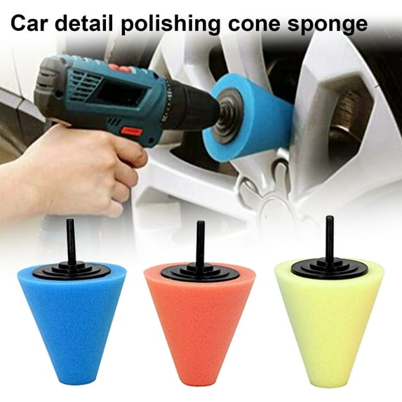 SPRING PARK 3/4/5/6Pcs Sponge Polishing Pad Cone Durable Solid Color Ball Wheel Polisher Buffer Waxing Tool for Car