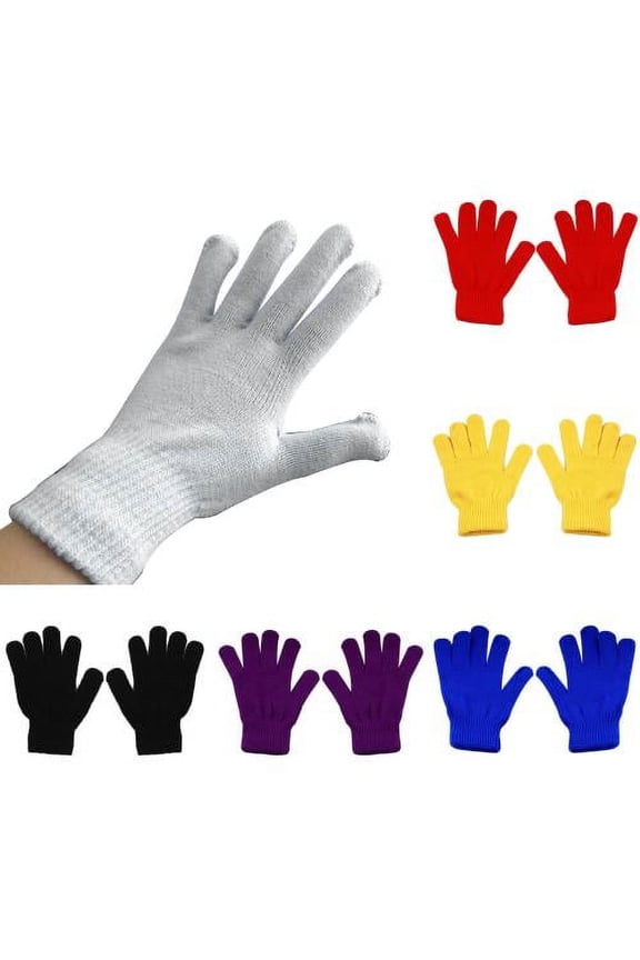 3 Pairs Solid Color Touchscreen Full Finger Gloves Winter Stretch Knitted Texting Gloves for Men Women