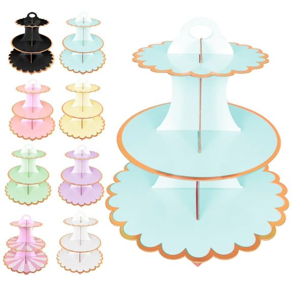 SPRING PARK 3-Tier Round Cardboard Cupcake Stand for Cupcakes Perfect for Boy Birthday Baby Shower Party Supplies