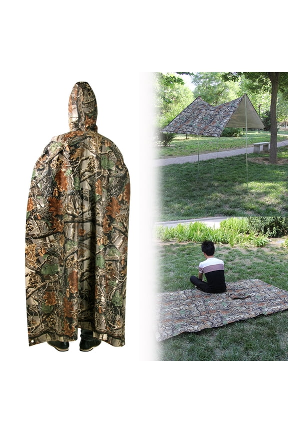 3 in 1 Raincoat Poncho Waterproof Multifunction Outdoor Rain Canopy Camping Mat