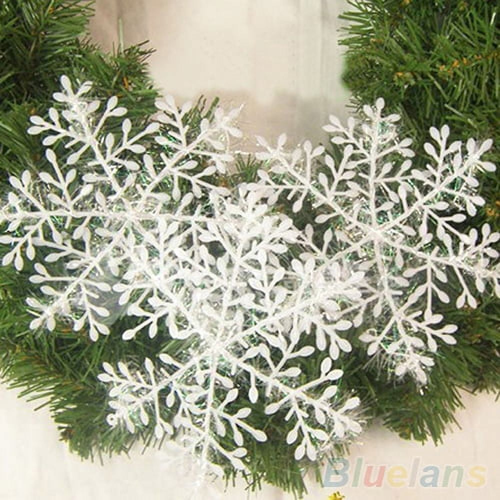 Produktbild von 46-tlg. Glitzer Schneeflocken Set - Weihnachtsbaum Deko Mit Silberschnüren