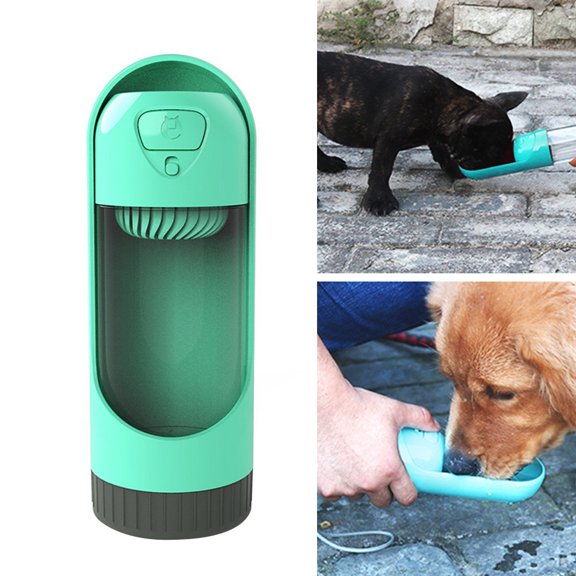 SPRING PARK 300ml Portable Pet Water Bottle Dispenser Dog Cat Travel Drinking Feeder Tray Bowl