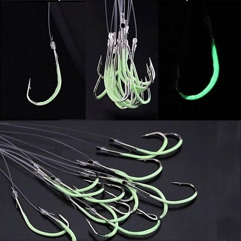 SPRING PARK 30pcs Fishing Hooks Luminous Lures Glow In The Dark Night Steel  Hook Supplies