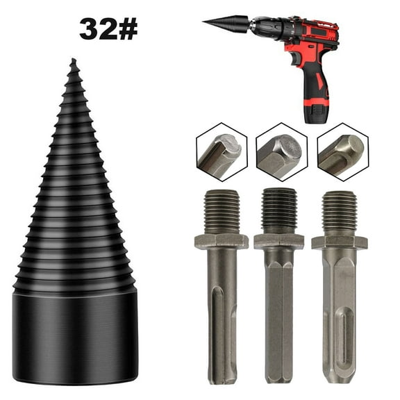 SPRING PARK 32/42mm High Speed Twist Firewood Drill Bit Wood Log Splitter Screw Cone Driver Farms with Square/Round/Hex Shank for Household Farm Camping
