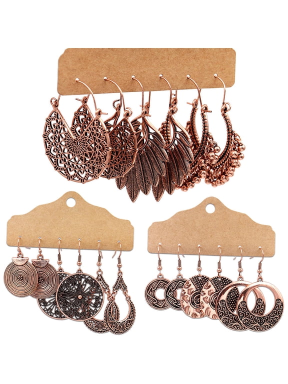 3Pairs Fashion Boho Gypsy Tribal Ethnic Earrings Set Drop Dangle Festival Women Jewelry