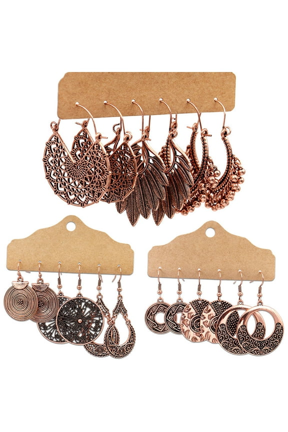 3Pairs Fashion Boho Gypsy Tribal Ethnic Earrings Set Drop Dangle Festival Women Jewelry
