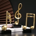 thumbnail image 1 of SPRING PARK 3Pcs Golden Musical Note Figurine Handicraft Piano Ornament Living Room Decor, 1 of 7