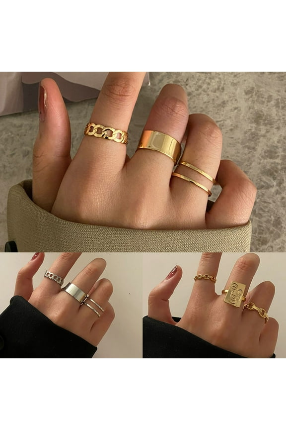 3Pcs Open Rings Set for Women with Sparkling Cubic Zirconia- Finger Rings Pack Stackable Rings