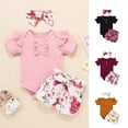 thumbnail image 1 of SPRING PARK 3Pcs/Set Baby Girls Printed Romper Ruffle Jumpsuit Birthday Party Outfit, 1 of 8