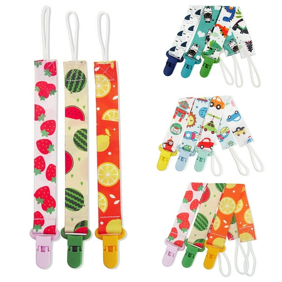 SPRING PARK 3Pcs/Set Cute Cartoon Dummy Clips Holder Soother Pacifier chain boys girls baby strap