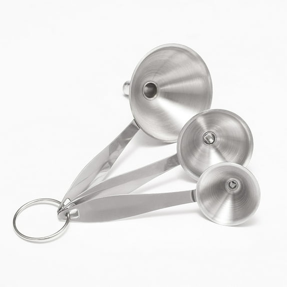 SPRING PARK 3Pcs Stainless Steel Kitchen Funnel Set - 3 Packfor Liquid and Dry Ingredients - Great for Small Bottles - Long Handle - Dishwasher Safe