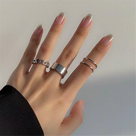 SPRING PARK 3pcs Set Adjustable Finger Rings Stackable Ring Gift Punk Knuckle Jewelry