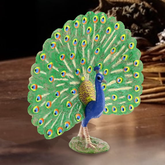 SPRING PARK 4.72" Lovely Peacock Figurine Professional Painted Craft Wear-resistant Realistic Peacock Model Figure for Decoration