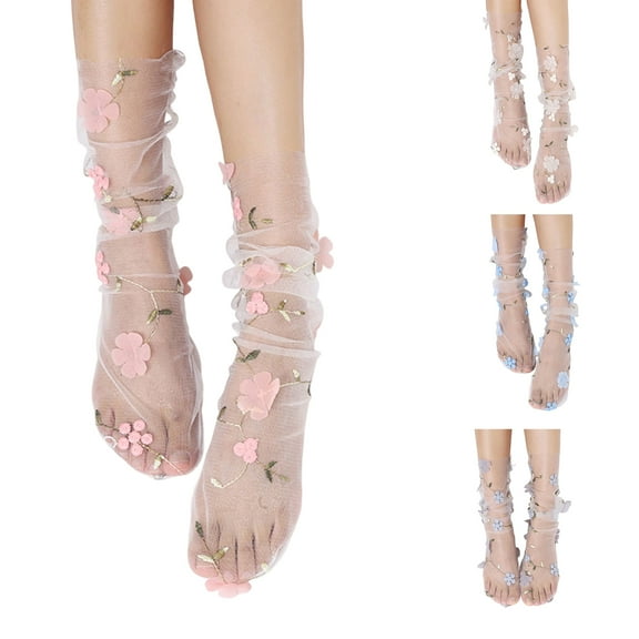 SPRING PARK 4 Pairs Mesh Socks Mesh Decorated Socks Socks Lace Loose Socks Socks Thin Lace Socks for Women Girls