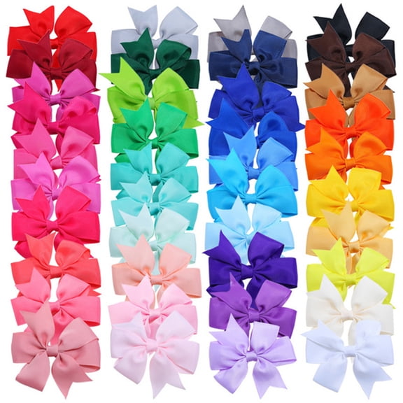 SPRING PARK 40Pcs Kids Baby Girl Bow Ribbon Hair Bow Mini Clips Hairpins Clip Barrette Accessory