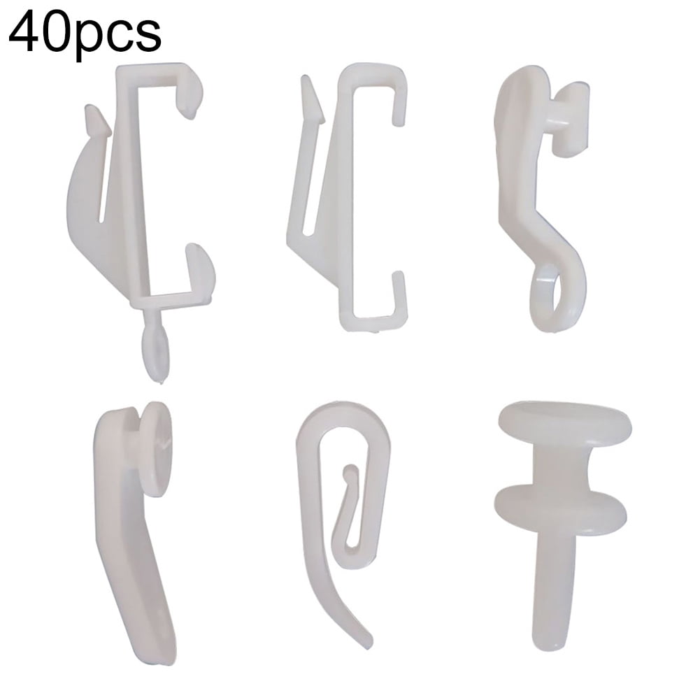 SPRING PARK 40Pcs Window Curtain Track Rail Drape Hook Glider Runners ...