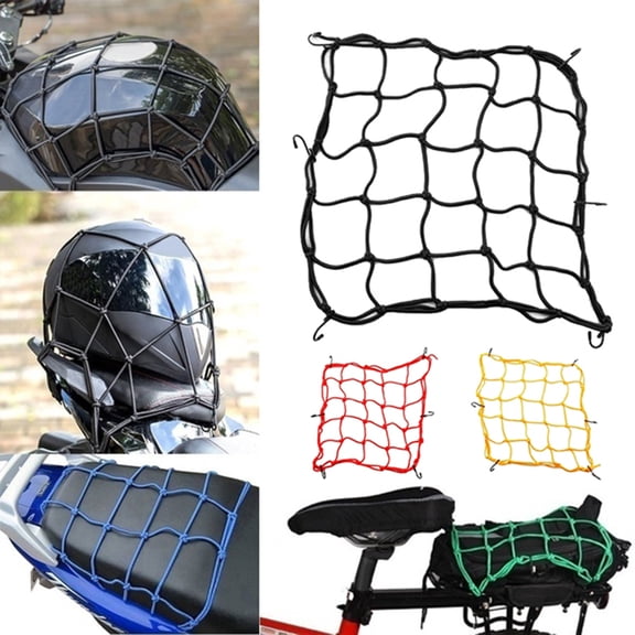SPRING PARK 40x40cm Motorcycle Elastic Helmet Rope Cord Luggage Cargo Bungee Net