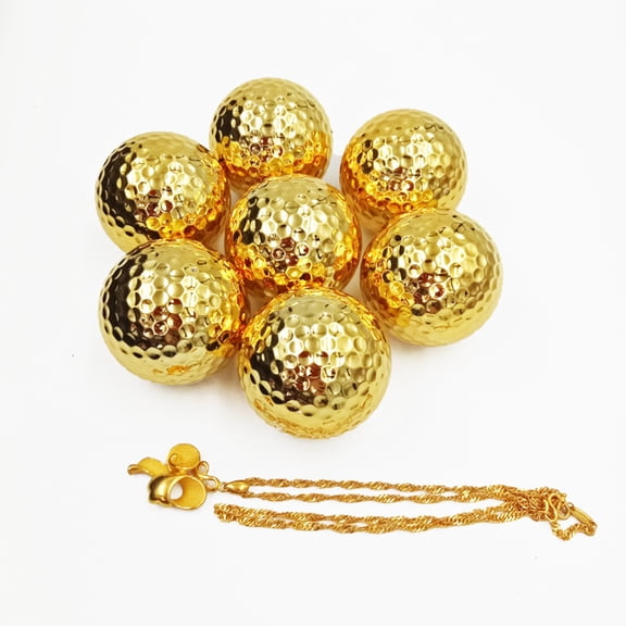 SPRING PARK 42.6mm Unique Two Laye Plated Gold Golf Balls for Golfer Indoor Outdoor Swing Putter Training Golf Ball Gift for Sporting Events