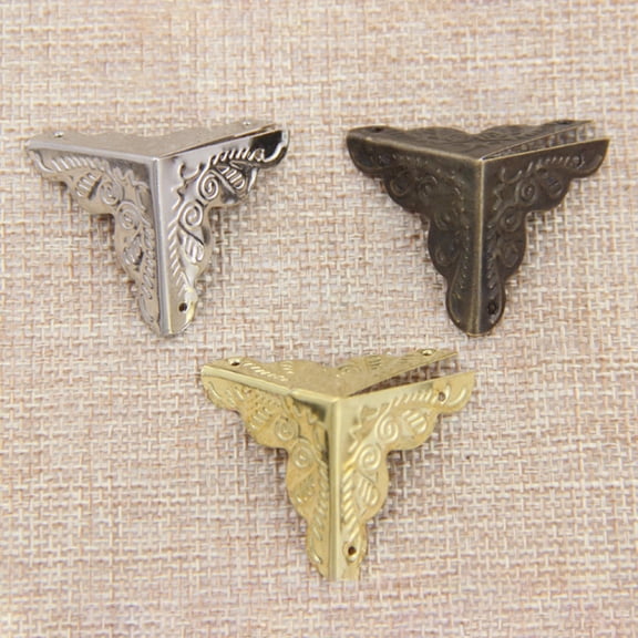 SPRING PARK 4Pcs 25mm Antique Triangular Corner Bracket Hardware Luggage Case Protector