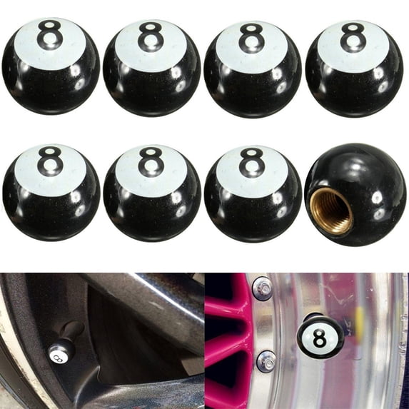 SPRING PARK 4Pcs Car Bike Tire Wheel Schrader Valve Caps Black 8 Motorcycle Tyre Stem Cover