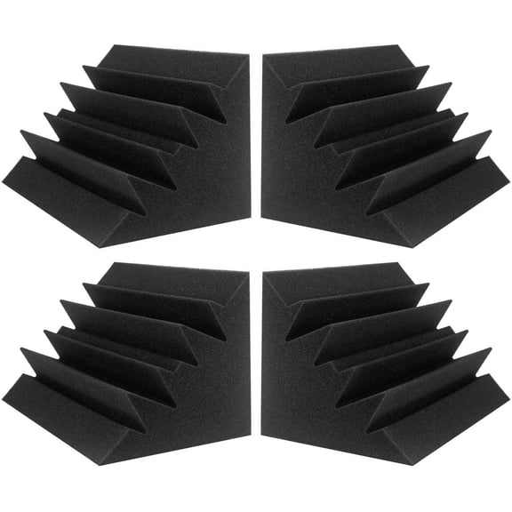 SPRING PARK 4Pcs/Set Acoustic Foam Bass Trap Studio Foam Soundproof Padding Wall Panels Corner Block Finish for Studios Home and Theater