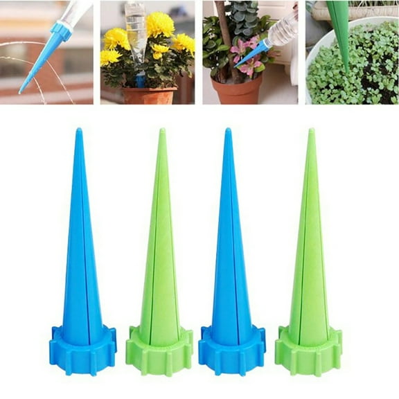 SPRING PARK 4Pcs/Set Self Watering Spikes, Automatic Plant Waterer, Adjustable Luminous Water Volume Drip System for Outdoor and Vacation Plant Watering