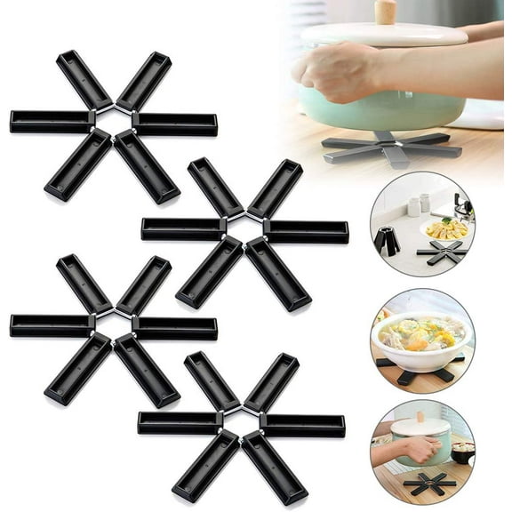 SPRING PARK 4Pcs Silicone Heat Insulation Pad,Non-Slip Heat-Insulating Placemat,Design Foldable Trivet Mats Hot Pot Holders Suitable for Household Kitchen Gadgets