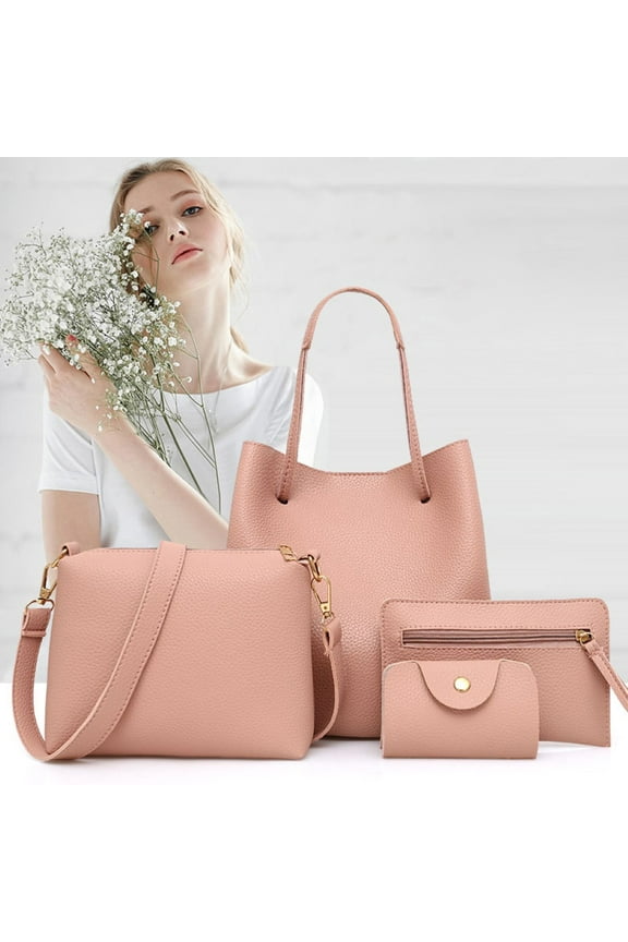 4Pcs Women Crossbody Faux Leather Bag Fashion Shoulder Purse Pouch Purse Set