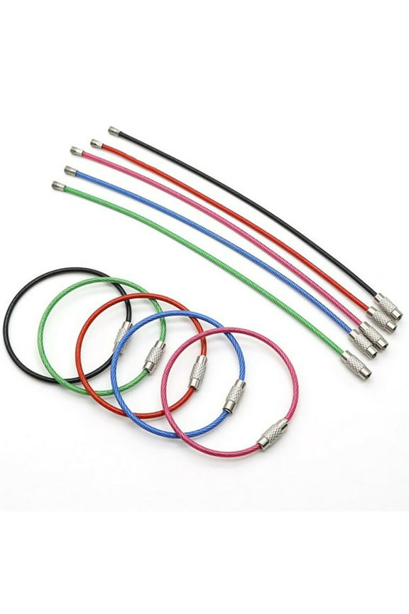 5/10Pcs Wire Keychain Cables,Steel Wire Cable Keyrings Key Holder, Large Key Ring Loops for Outdoor, Hiking, Hanging Luggage Tags, Keys and ID Tag Keepers