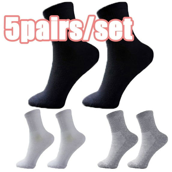 SPRING PARK 5 Pairs Men's Crew Socks Athletic Running Socks Men Cotton Sport Breathable Socks