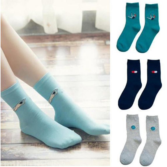 SPRING PARK 5 Pairs Womens Socks, Funny Cartoon Womens Crew Socks Casual Knit Cotton Breathable Socks for Women