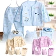 thumbnail image 1 of SPRING PARK 5 Pcs/set Winter Newborn Baby Boy Girl Clothes Outfits Unisex Infant Solid Cotton Button Long Sleeve Tops Pants, 1 of 6