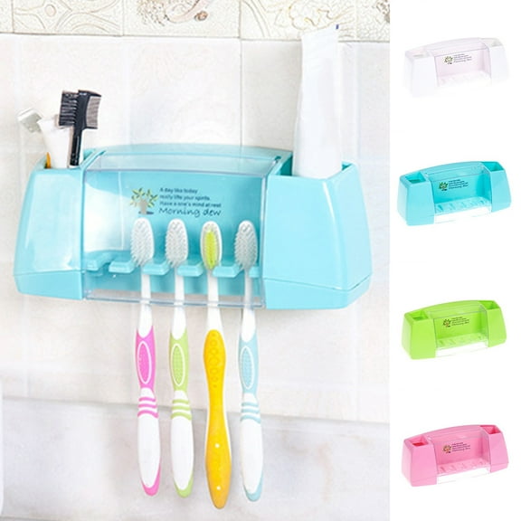 SPRING PARK 5-Slot Toothbrush Holder Wall Mounted with Large Capacity, Easy Install, Durable, Kids Family Set Electric Toothbrush Holder for Bathroom