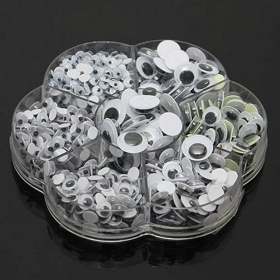 SPRING PARK 500Pcs/Box Mix 7 Sizes Self-Adhesive Round Googly Eyes for Doll Toy DIY Decor