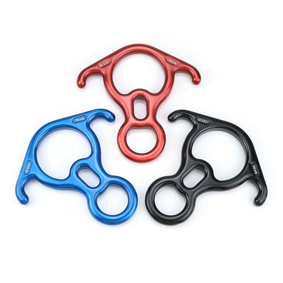 SPRING PARK 50KN 8 Shape Descender Gear for Belaying, Rappelling, Rock Climbing, Training, Aerial Yoga Large Bent Ears, Belay Slots