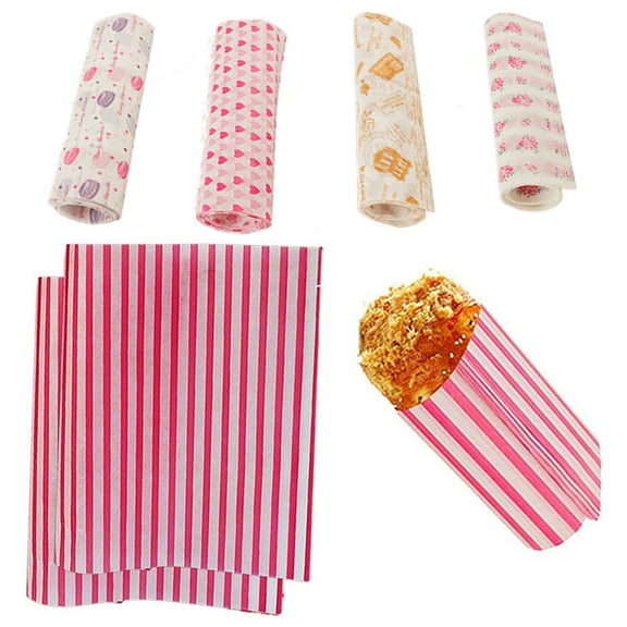 SPRING PARK 50Pcs/Bag Wax Paper Food Picnic Paper Disposable Food Wrapping Greaseproof Paper Food Paper Liners Wrapping Tissue for Plastic Food Basket