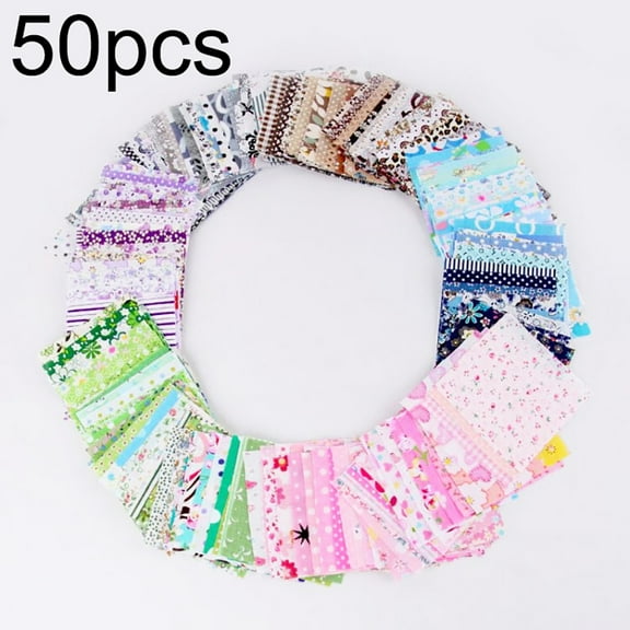 SPRING PARK 50Pcs Cotton Fabric DIY Handmade Patchwork Quilting Sewing Craft Scrapbook Cloth