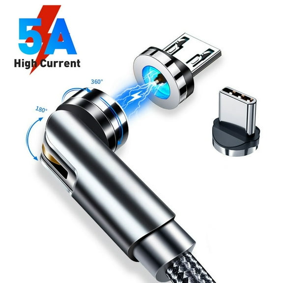 SPRING PARK 540 Degree Rotate Magnetic Micro USB Type-c QC3.0 Fast Charging Cable for Phones