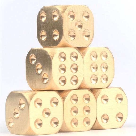 SPRING PARK 5Pcs 15x15mm Golden Dice Kenchain Solid Bar Supplies Backgammon Pieces Sieve Game