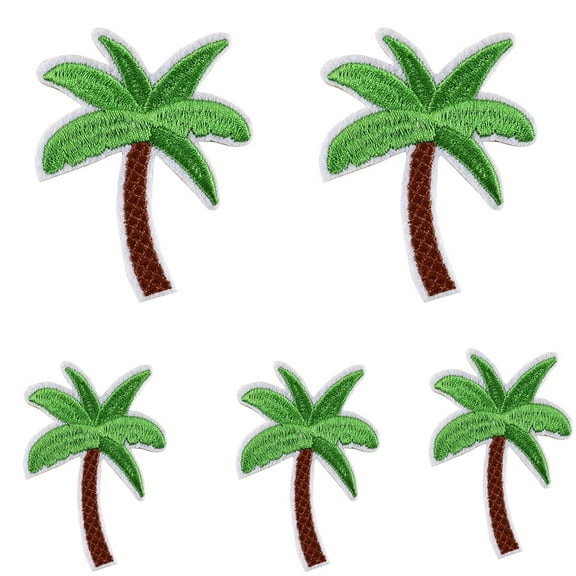 SPRING PARK 5Pcs Coconut Palm Tree Embroidered Patch Iron on Patch DIY Sewing Applique