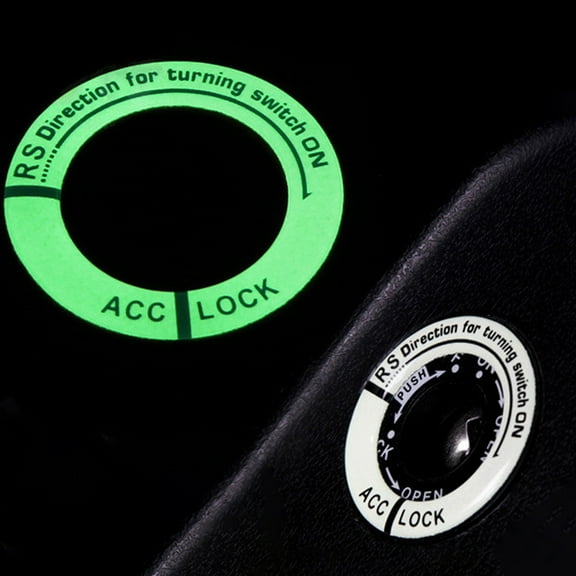 SPRING PARK 5Pcs Fluorescent Letters Ignition Lock Cover Engine Keyhole Ring Switch Sticker