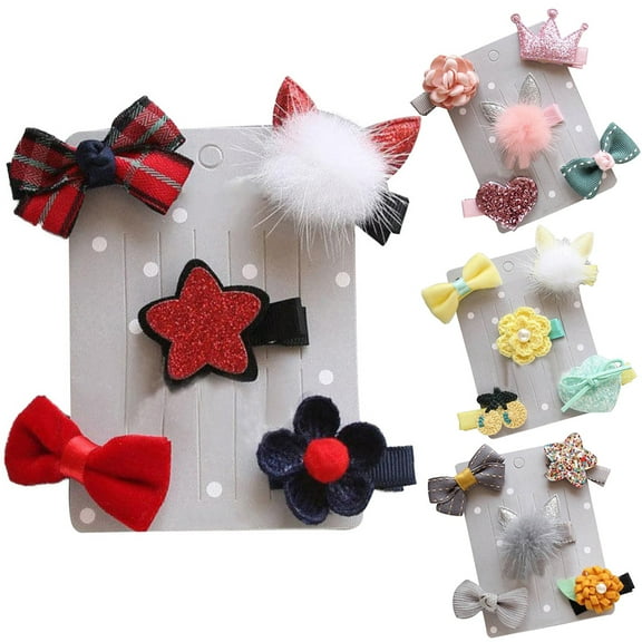 SPRING PARK 5Pcs Girl Kids Satin Layers Bow School Color Bow Bowknot Hair Head Barrette Clip
