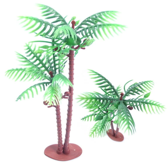 SPRING PARK 5Pcs Realistic Coconut Palm Tree Models DIY Miniature Beach Landscape Accessory
