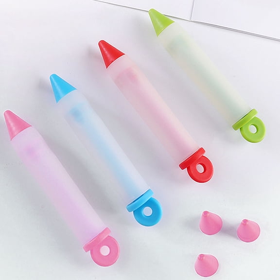 SPRING PARK 5Pcs/Set Chocolate Syringe Pen Cake Pastry Cream Silicone Decorating Writing Tool