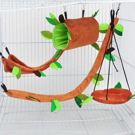 SPRING PARK 5Pcs/Set Hamster Warm Ropeway Hammock Hanging Cage Nest Bed House Toys Ferret Rat Squirrel Pet Bird