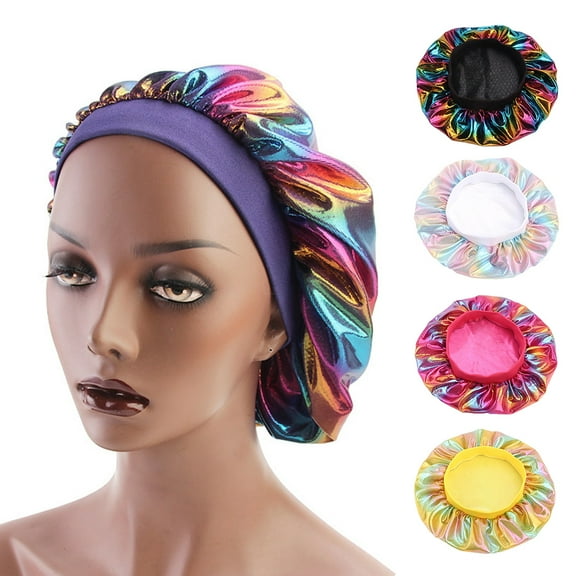 SPRING PARK 6 Colors Shower Cap Women Sleeping Hat Night Sleep Cap Hair Care Bonnet Head Cover Wide Elastic Band