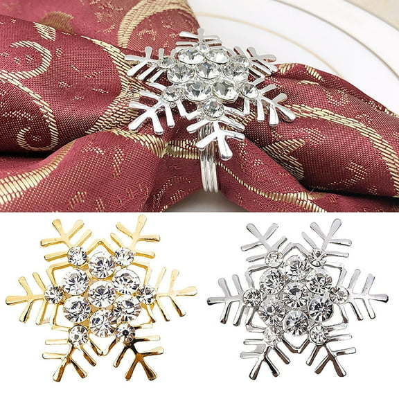SPRING PARK 6Pcs Christmas Xmas Snowflake Napkin Rings Party Table Serviette Buckle Holder