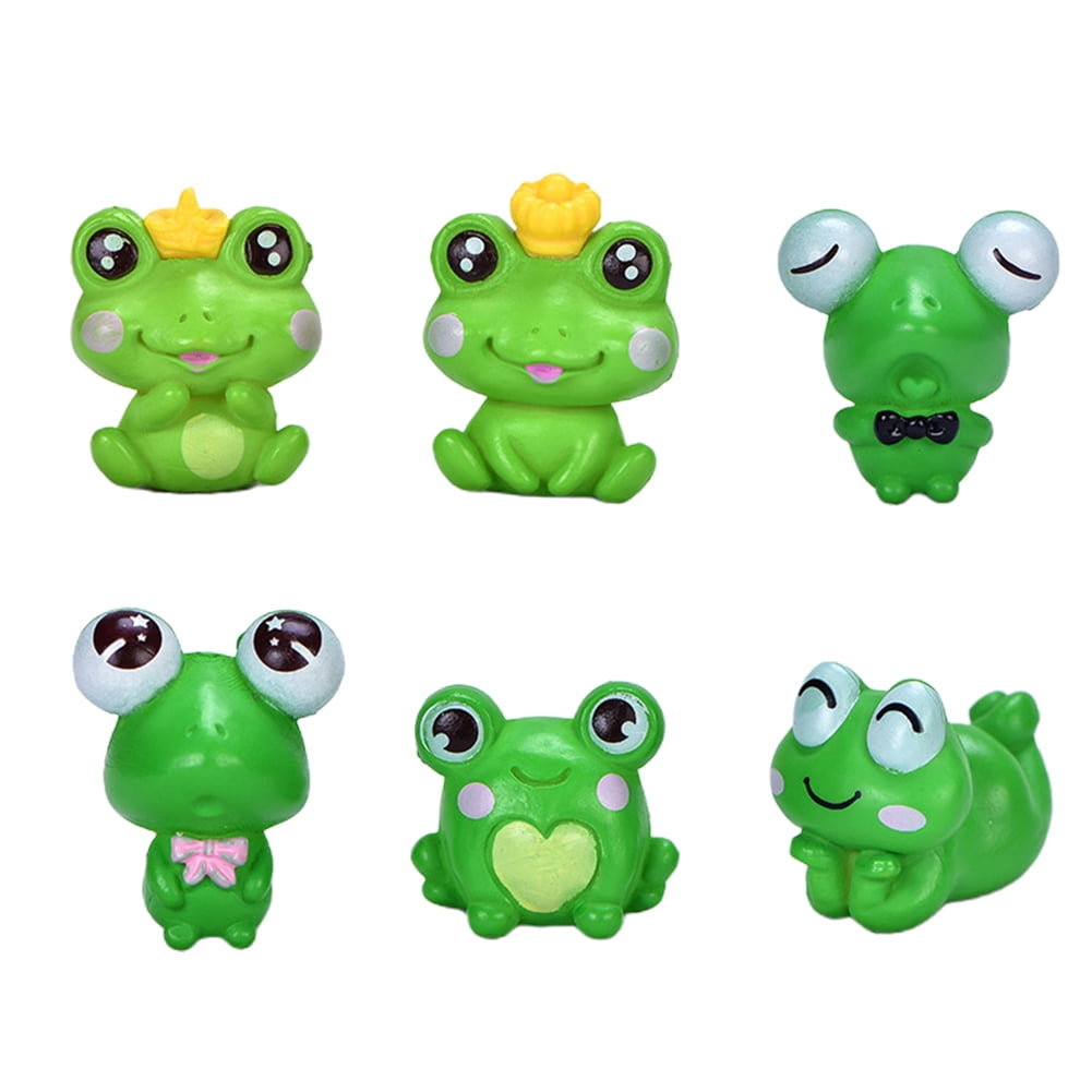 SPRING PARK 6Pcs/Set Cute Frog Miniature Figurines Mini Garden Frog ...