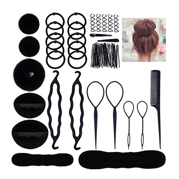 SPRING PARK 71Pcs/Set DIY Hair Styling Accessories Kit Magic Donut Bun Maker Hairpins Ties Fast Twist Modelling Hairdress Braid Tools